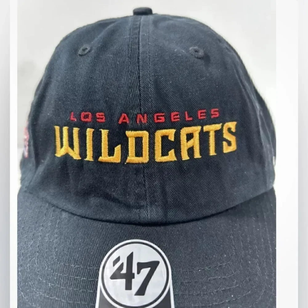 NWY ‘47 XFL Los Angeles Wildcats Football Black Adjustable Baseball Cap Hat